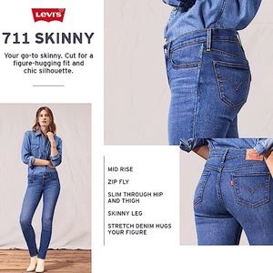 LEVI’S Skinny Sculpt 711 JEANS Flatter Hold Lift!!